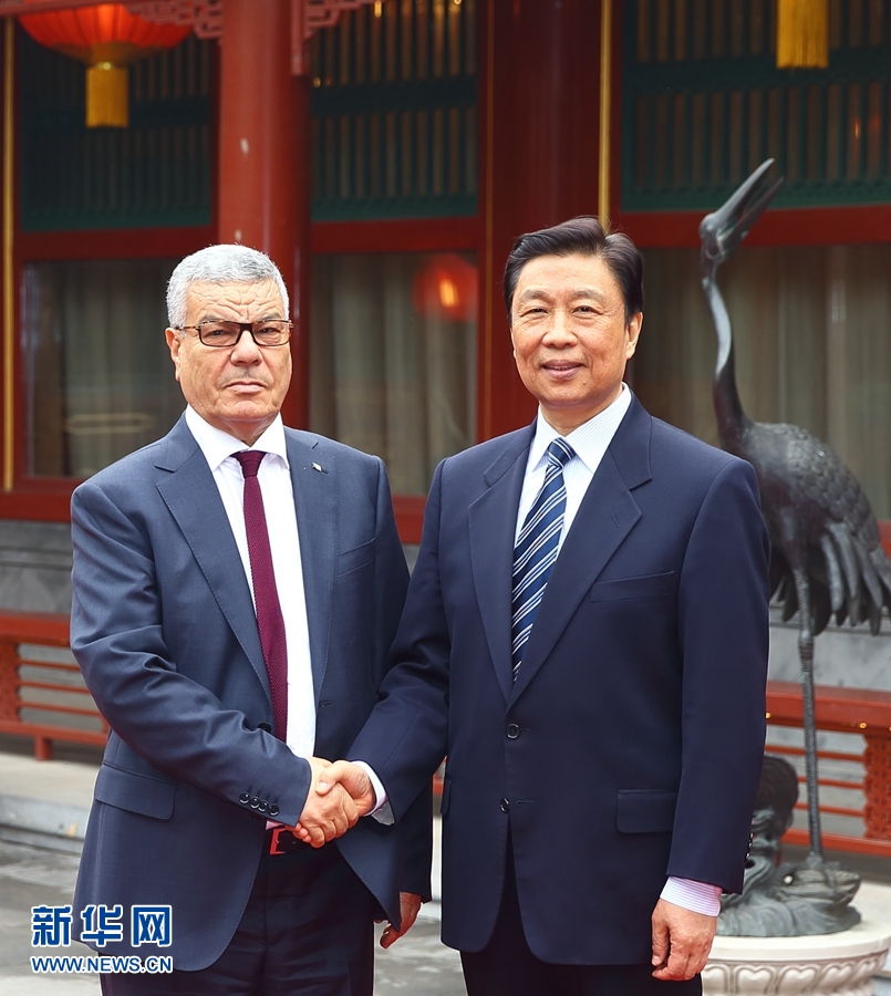 4月6日，國家副主席李源潮在北京會見由總書記薩伊達尼率領(lǐng)的阿爾及利亞民族解放陣線黨代表團。 新華社記者 丁海濤 攝
