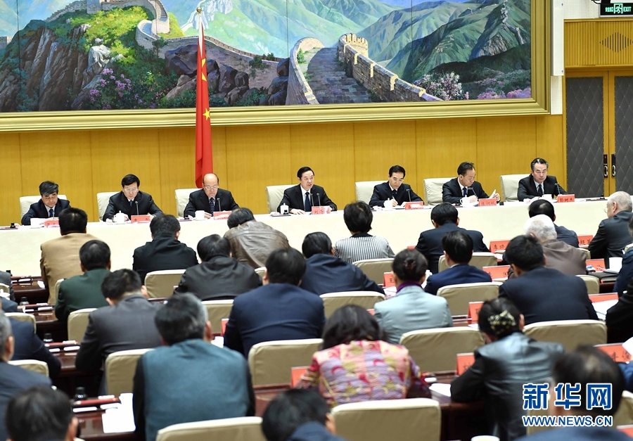1月13日，中共中央政治局委員、中宣部部長、全國“掃黃打非”工作小組組長劉奇葆在北京出席第三十次全國“掃黃打非”工作電視電話會議。新華社記者 李濤 攝