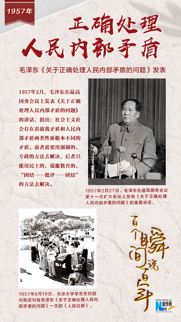 1957，正確處理人民內(nèi)部矛盾