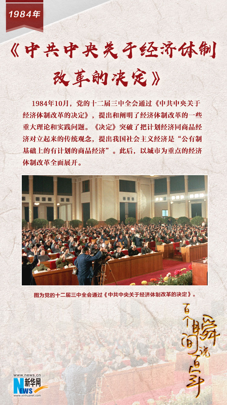 1984，《中共中央關(guān)于經(jīng)濟(jì)體制改革的決定》