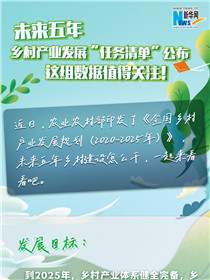 未來五年鄉(xiāng)村產(chǎn)業(yè)發(fā)展“任務(wù)清單”公布 這組數(shù)據(jù)值得關(guān)注！