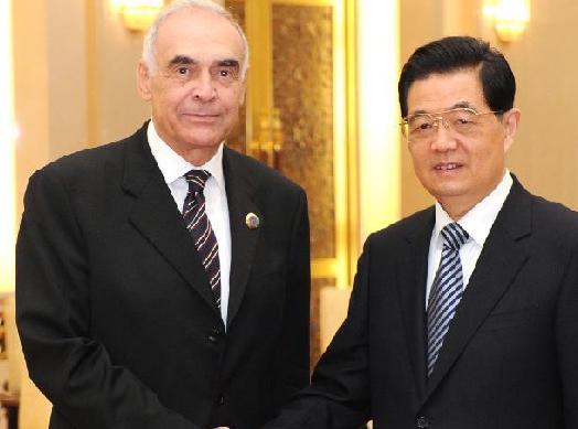 胡錦濤會(huì)見埃及總統(tǒng)特使、外長阿姆魯