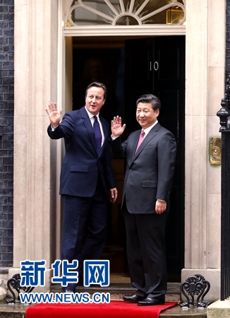 10月21日，國家主席習(xí)近平在倫敦唐寧街首相府同英國首相卡梅倫舉行會談。 新華社記者 鞠鵬 攝 