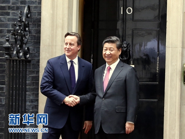 10月21日，國家主席習(xí)近平在倫敦唐寧街首相府同英國首相卡梅倫舉行會談。 新華社記者 鞠鵬 攝 